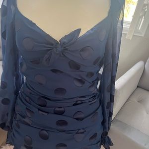 Ruffled polkadot dress blue